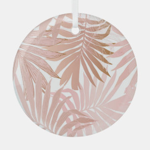 Tropical leaves: glossy gradient pattern. glass ornament