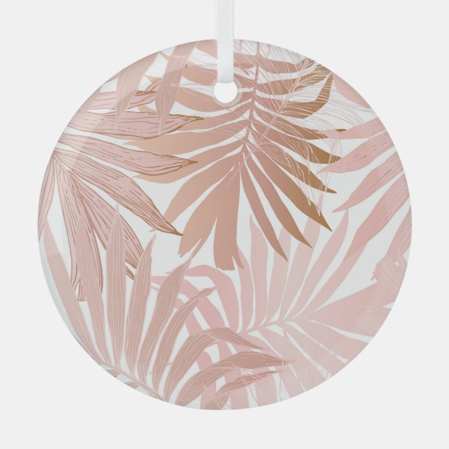 Tropical leaves: glossy gradient pattern. glass ornament (Front)