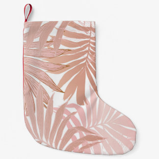 Tropical leaves: glossy gradient pattern. small christmas stocking