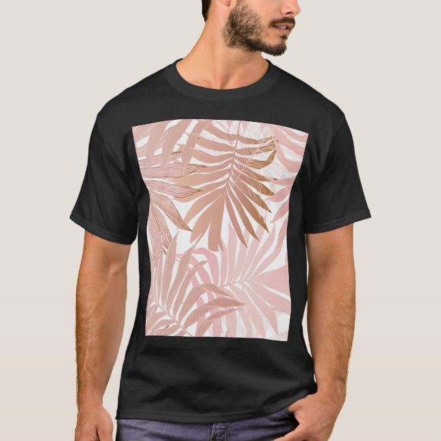 Tropical leaves: glossy gradient pattern. T-Shirt (Front)