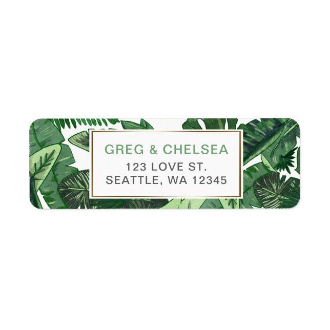 tropical leaves gold  greenery botanical wedding (Front)