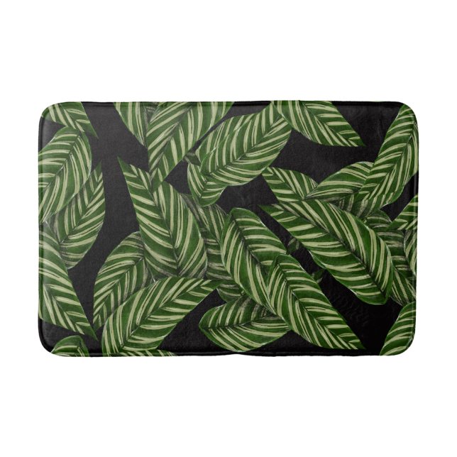 Tropical Leaves Green Leaves Bath Mat (Front)