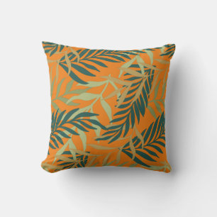 Tropical Leaves Green Nature Design Throw Pillow