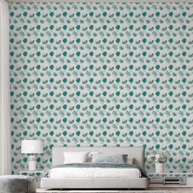 Tropical Leaves Green  Wallpaper (Bedroom)