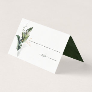 Tropical Leaves Green Wedding Place Card