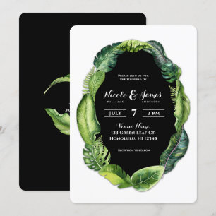 Tropical Leaves Greenery Classy Chic Wedding Invitation