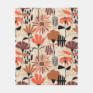 Tropical leaves hand drawn seamless pattern. Botan Fleece Blanket