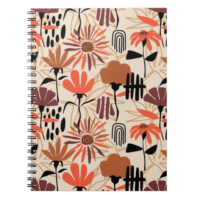 Tropical leaves hand drawn seamless pattern. Botan Notebook (Front)