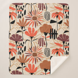 Tropical leaves hand drawn seamless pattern. Botan Sherpa Blanket