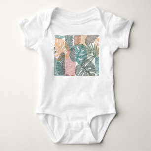Tropical leaves: hand-drawn vintage pattern. baby bodysuit