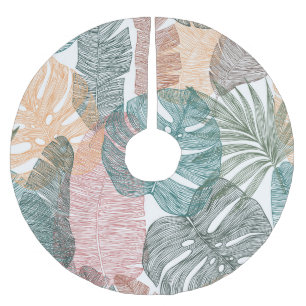 Tropical leaves: hand-drawn vintage pattern. brushed polyester tree skirt