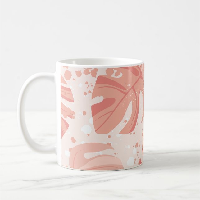 Tropical leaves: hand-drawn vintage pattern. coffee mug (Left)