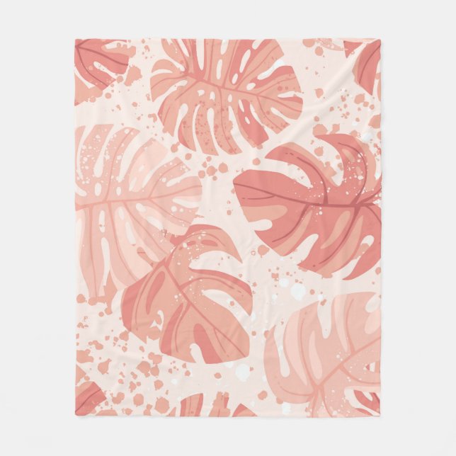 Tropical leaves: hand-drawn vintage pattern. fleece blanket (Front)