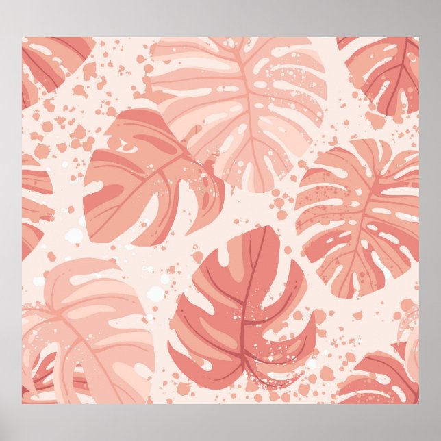 Tropical leaves: hand-drawn vintage pattern. poster (Front)