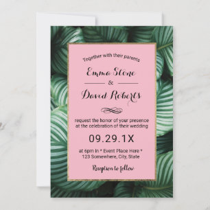 Tropical Leaves Hawaiian Beach Wedding Invitation
