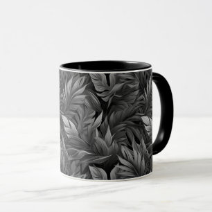 Tropical Leaves in black & white Mug