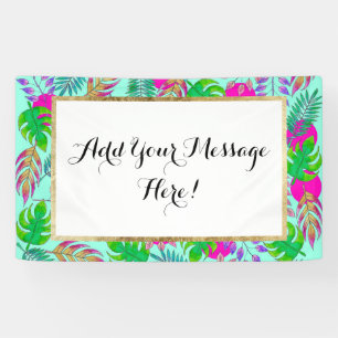 Tropical Leaves in Vibrant Watercolor Pattern Banner