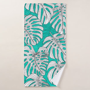 Tropical leaves, jungle leaves seamless vintage fl bath towel