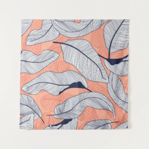 Tropical leaves, jungle leaves seamless vintage fl tapestry