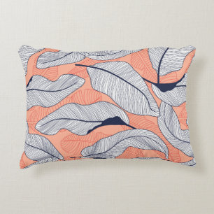 Tropical leaves, jungle leaves vintage fl accent pillow