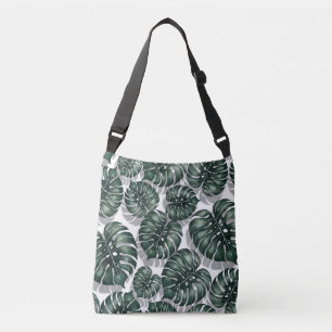 Tropical leaves, jungle monstera crossbody bag