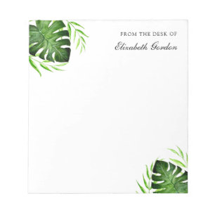 Tropical Leaves Jungle Script Personalized Chic N Notepad