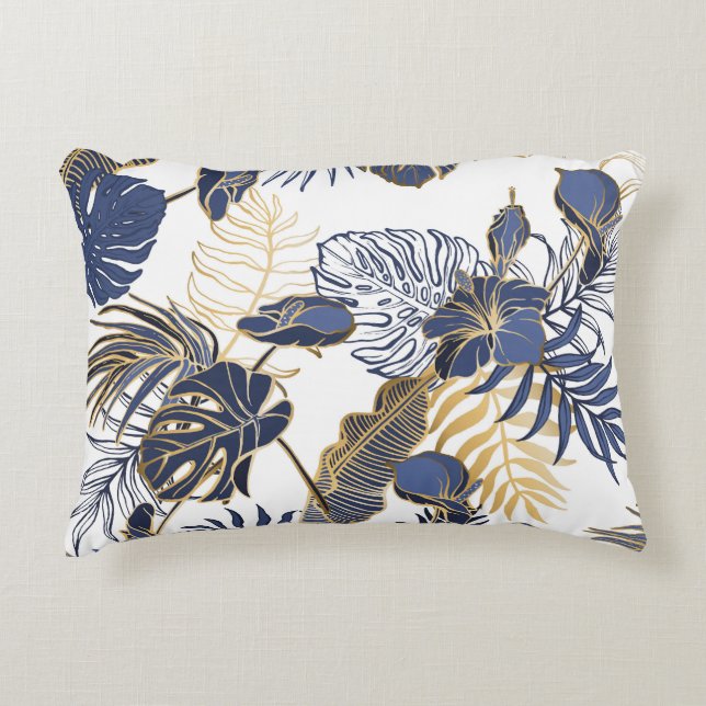 Tropical leaves, jungle seamless background. accent pillow (Front)