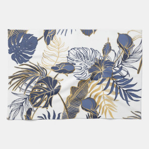 Tropical leaves, jungle seamless background. kitchen towel