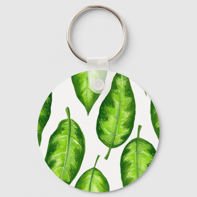 Tropical leaves keychain (Front)