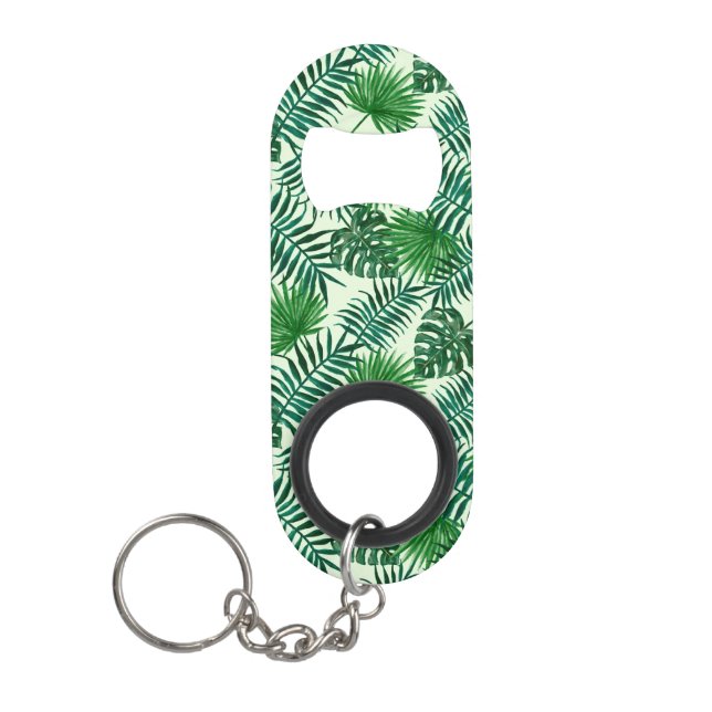 Tropical Leaves Keychain Bottle Opener (Front)