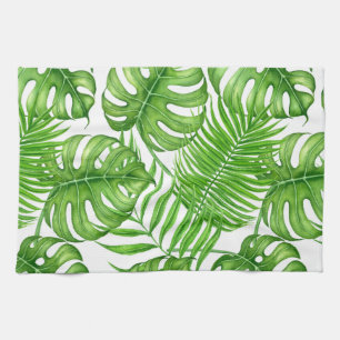 Tropical leaves kitchen towel