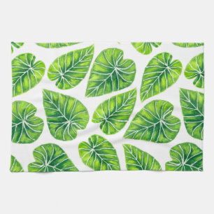 Tropical leaves kitchen towel
