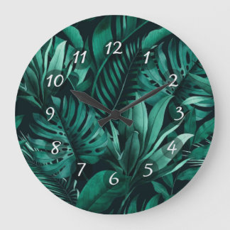 Tropical Leaves Large Clock