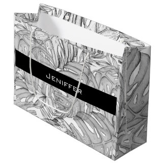 Tropical leaves large gift bag