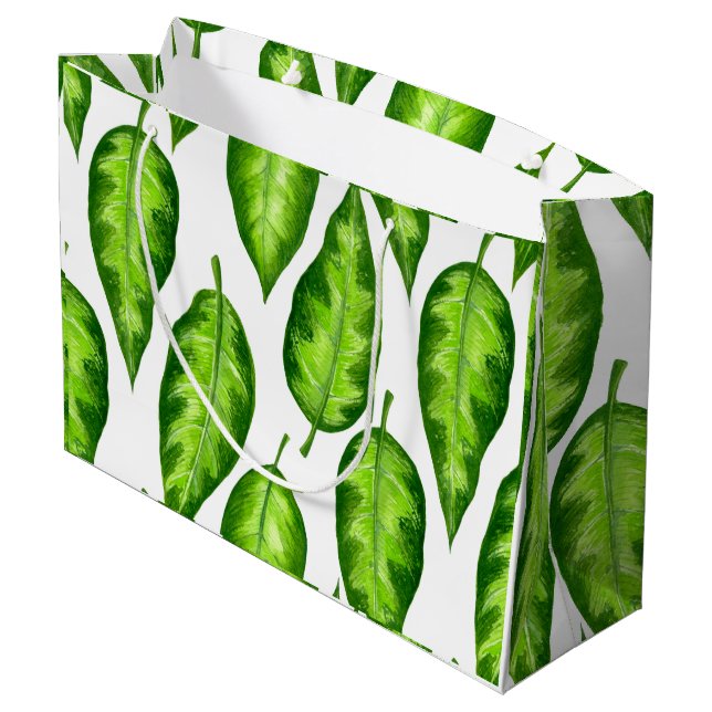 Tropical leaves large gift bag (Back Angled)