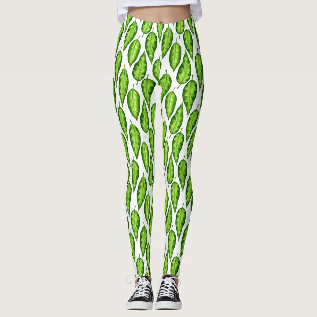 Tropical leaves leggings (Front)