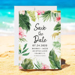 Tropical Leaves Luau Wedding Save The Dates Cards<br><div class="desc">Tropical Leaves Luau Wedding Save The Dates Cards for Summer Wedding,  Hawaiian Wedding or Luau Themed Wedding!</div>