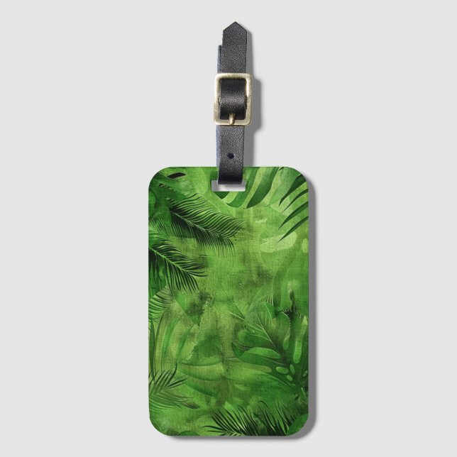 Tropical Leaves Luggage Tag (Front Vertical)