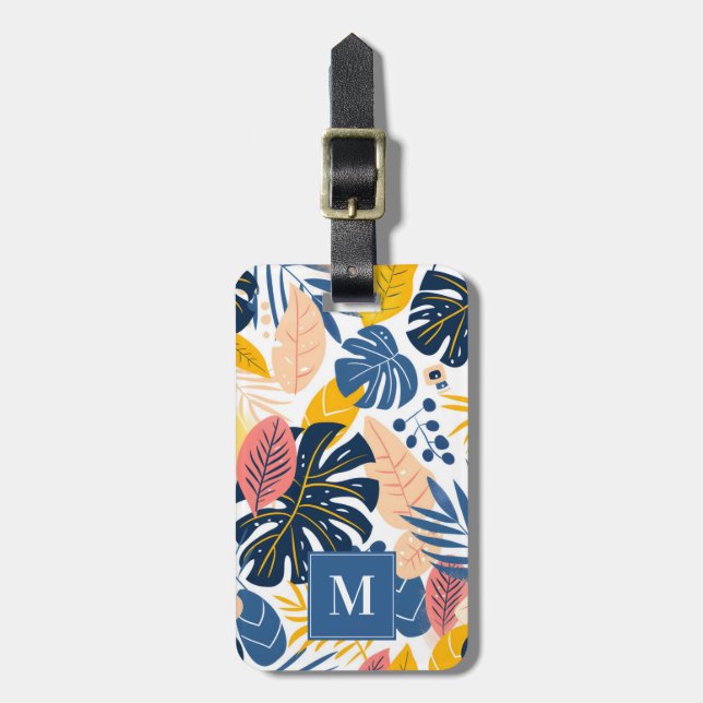 Tropical Leaves Luggage Tag (Front Vertical)