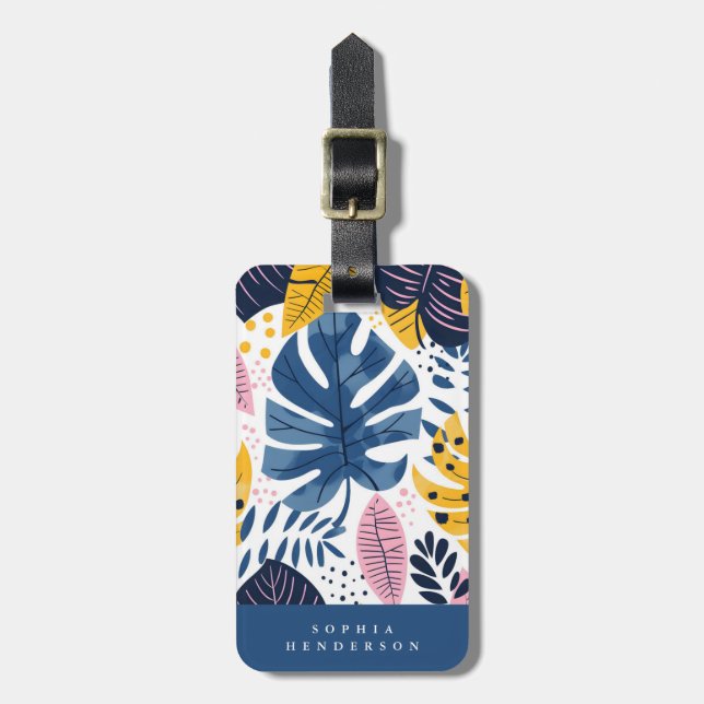 Tropical Leaves Luggage Tag (Front Vertical)