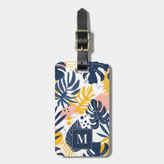 Tropical Leaves Luggage Tag (Front Vertical)