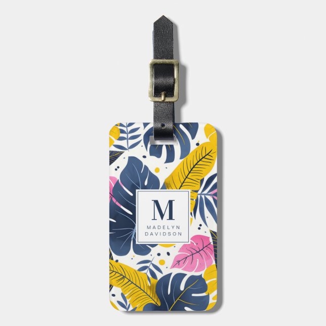 Tropical Leaves Luggage Tags (Front Vertical)