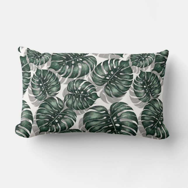 Tropical leaves lumbar pillow (Front)