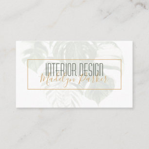 Tropical Leaves Modern Interior Design  Business Card