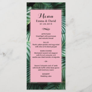 Tropical Leaves Modern Luau Wedding Menu
