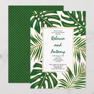 Tropical leaves modern wedding couples shower invitation