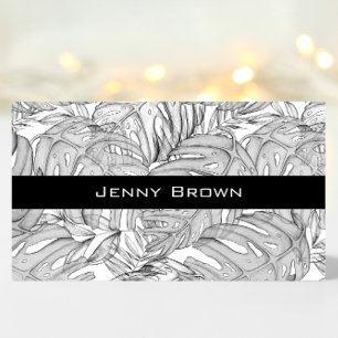 Tropical Leaves Monochrome Business Card
