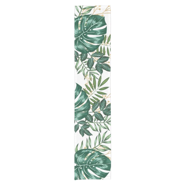 Tropical Leaves Monstera Home Decor Kitchen Short Table Runner (Front)