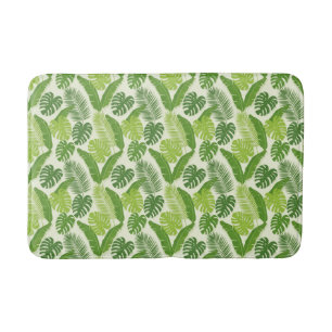 Tropical Leaves & Monstera Seamless Pattern Bath Mat