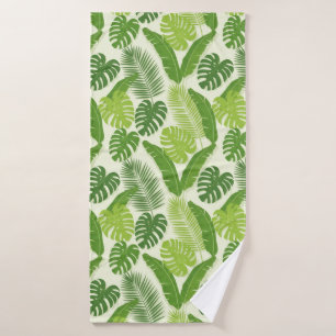 Tropical Leaves & Monstera Seamless Pattern Bath Towel